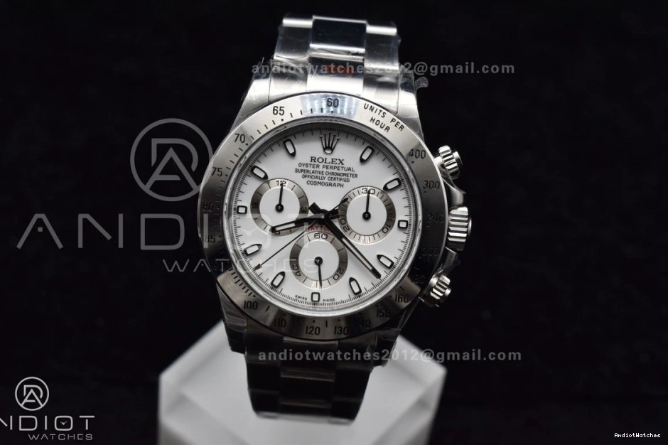 Best SA4130 on Edition SS Daytona WeatherProof 1:1 116520 Bracelet Dial V 771 White QF 0717
